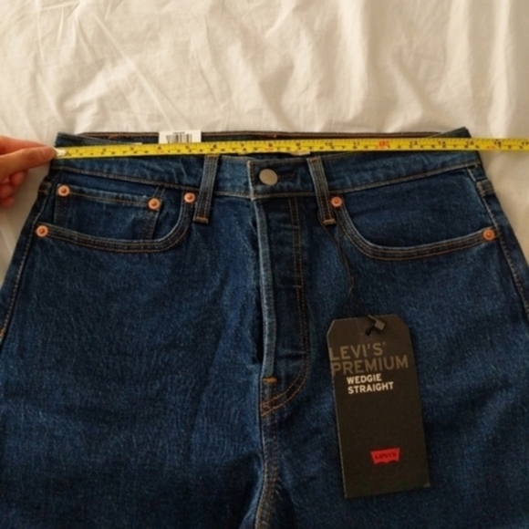 Levi's Wedgie Straight Jeans Below the Belt Dark Wash High Rise Denim Mom - Picture 7 of 10